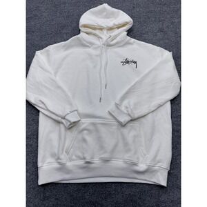 Stussy 8 Ball Graphic Hoodie Mens XL White Pullover Sweatshirt Streetwear